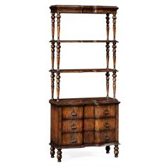 Decorative Accessories Rustic Walnut 3 Tiered etagere with Drawers Underneath