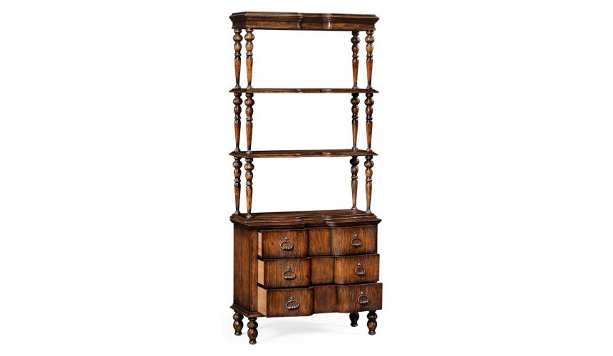 Decorative Accessories Rustic Walnut 3 Tiered etagere with Drawers Underneath