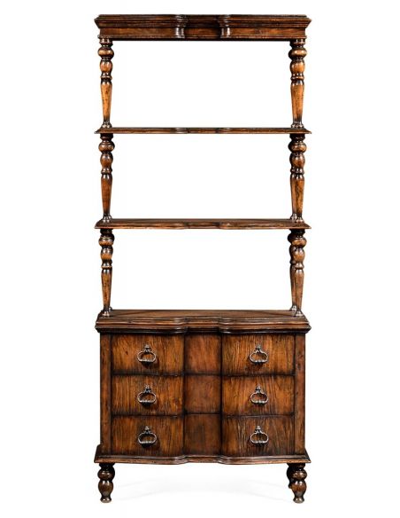 Decorative Accessories Rustic Walnut 3 Tiered etagere with Drawers Underneath