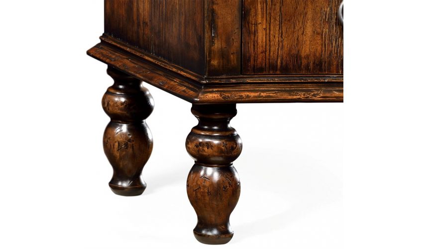 Decorative Accessories Rustic Walnut 3 Tiered etagere with Drawers Underneath