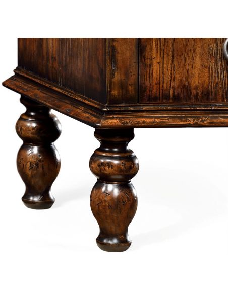 Decorative Accessories Rustic Walnut 3 Tiered etagere with Drawers Underneath