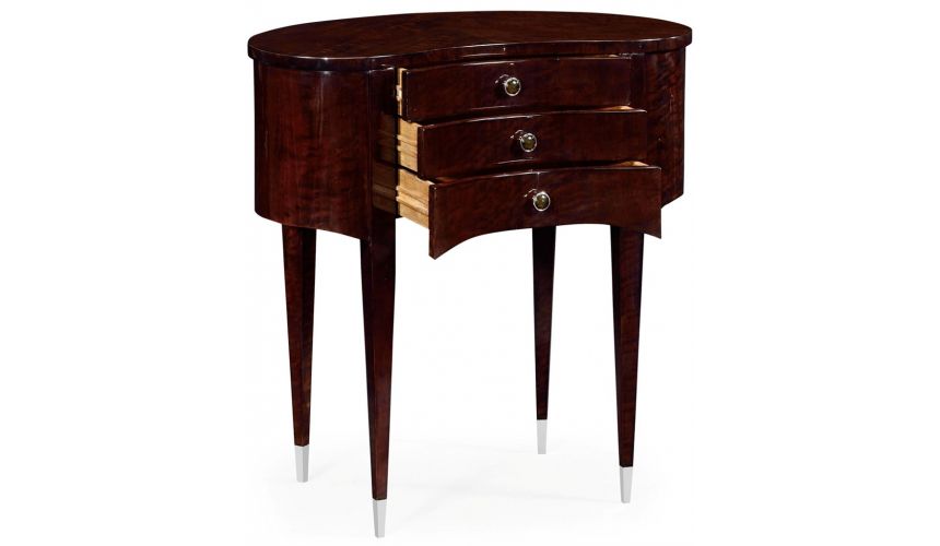Bean Shaped Black Eucalyptus Side Table with Drawer