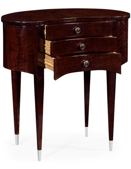 Bean Shaped Black Eucalyptus Side Table with Drawer