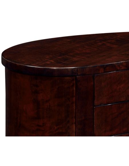 Bean Shaped Black Eucalyptus Side Table with Drawer