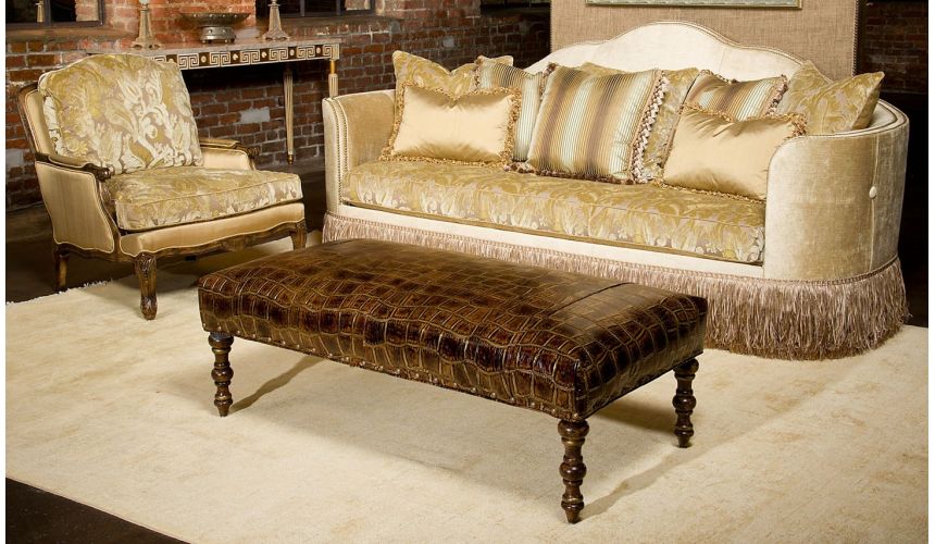 Luxury Leather & Upholstered Furniture Button Back Tufted Sofa