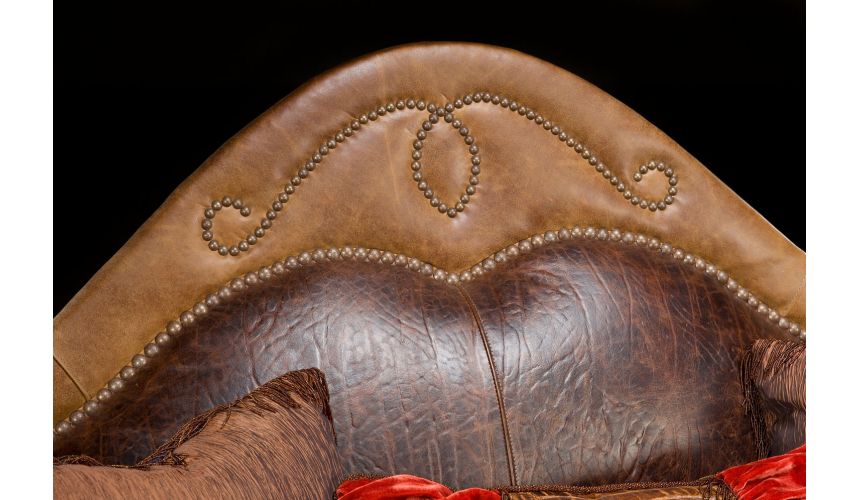 Luxury Leather & Upholstered Furniture Camel back country western sofa. USA made