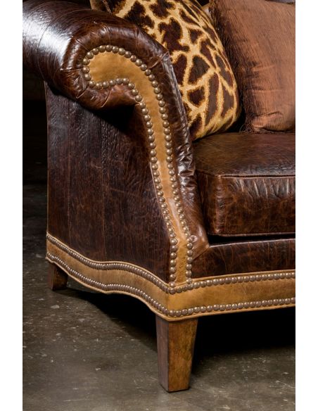 Luxury Leather & Upholstered Furniture Camel back country western sofa. USA made