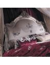 LUXURY BEDROOM FURNITURE Master bed with canopy and embroidered headboard. Scarlet red