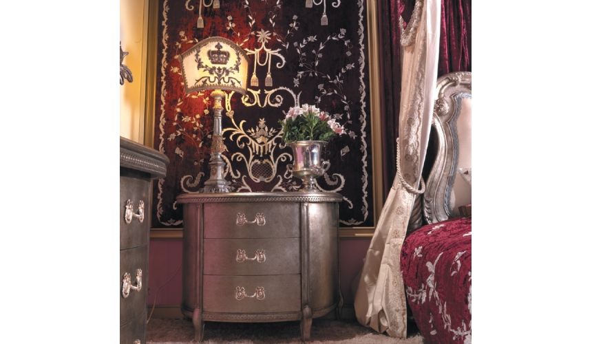 LUXURY BEDROOM FURNITURE Master bed with canopy and embroidered headboard. Scarlet red