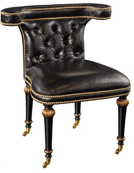Black Leather card game chair, fine home furnishings.