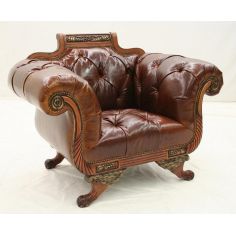 Carved Frame chair. Chesterfield