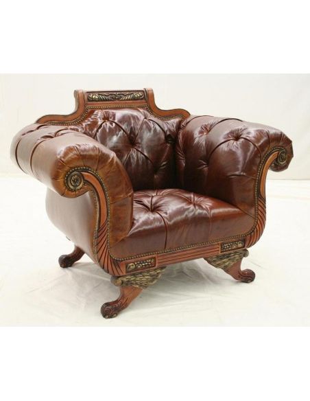 Carved Frame chair. Chesterfield
