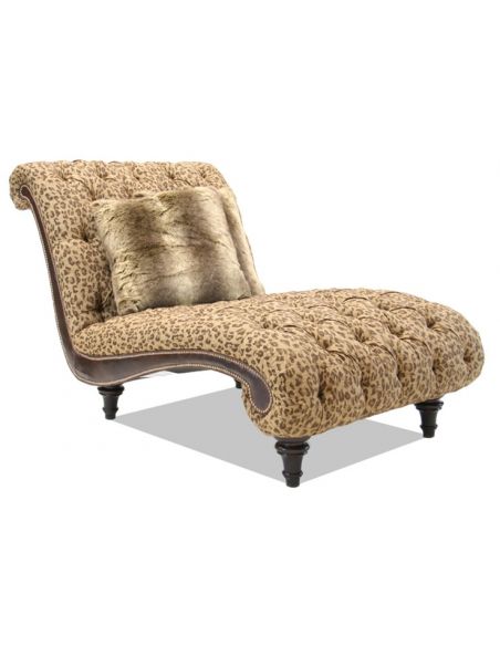 Chaise Bobcat Print Fabric Luxury Furniture