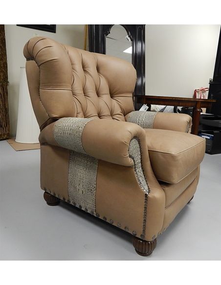 MOTION SEATING - Recliners, Swivels, Rockers Leather and Gator Hide Churchill Tufted Recliner Chair 6622