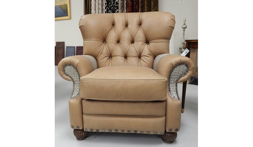 MOTION SEATING - Recliners, Swivels, Rockers Leather and Gator Hide Churchill Tufted Recliner Chair 6622