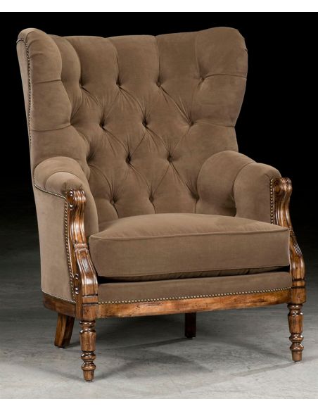 Classic tufted high back chair. American made furniture. 74