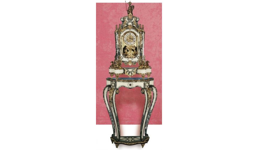 Executive Desks Clock and stand in the Louse XIV style with Mother of pearl