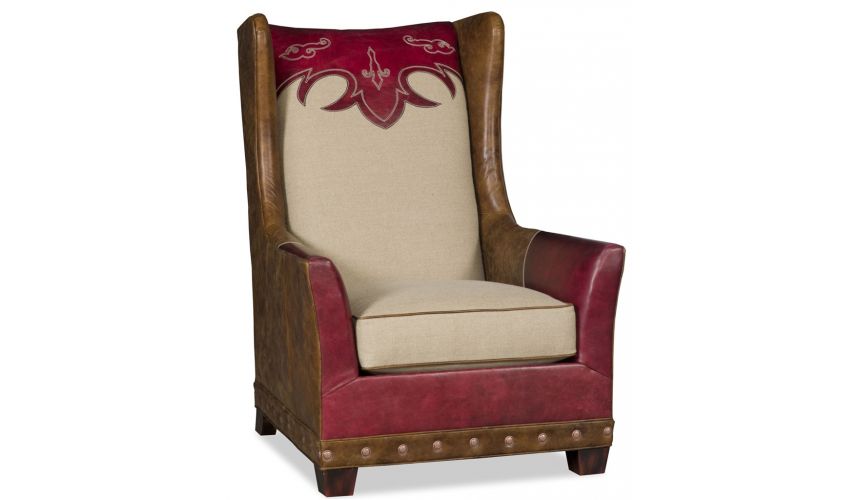 Luxury Leather & Upholstered Furniture Club armchair with custom stitching 54659