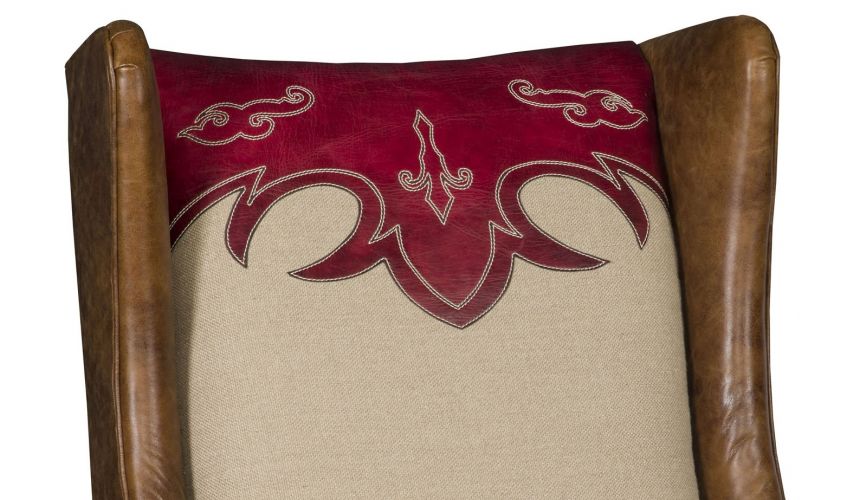 Luxury Leather & Upholstered Furniture Club armchair with custom stitching 54659
