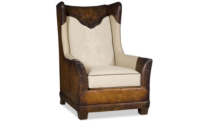 Luxury Leather & Upholstered Furniture Club armchair with gator embossed leather 64659
