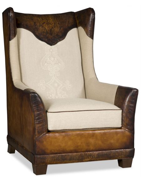 Club armchair with gator embossed leather  64659