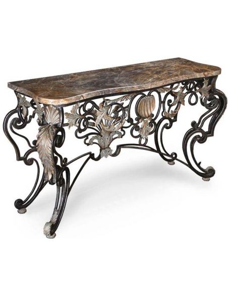 Console with Marble Top and Iron Base