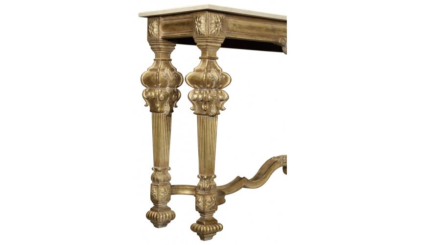 Console & Sofa Tables Gold Antique Finish, marble top, hand carved. Console table 593550