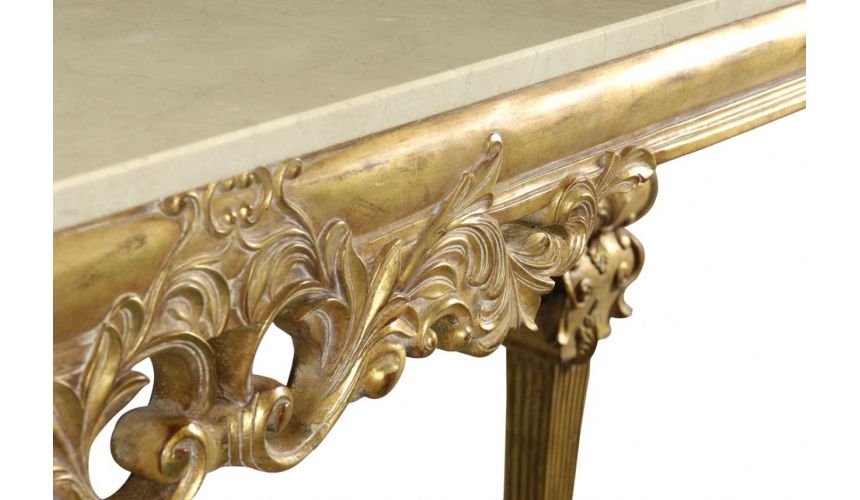 Console & Sofa Tables Gold Antique Finish, marble top, hand carved. Console table 593550
