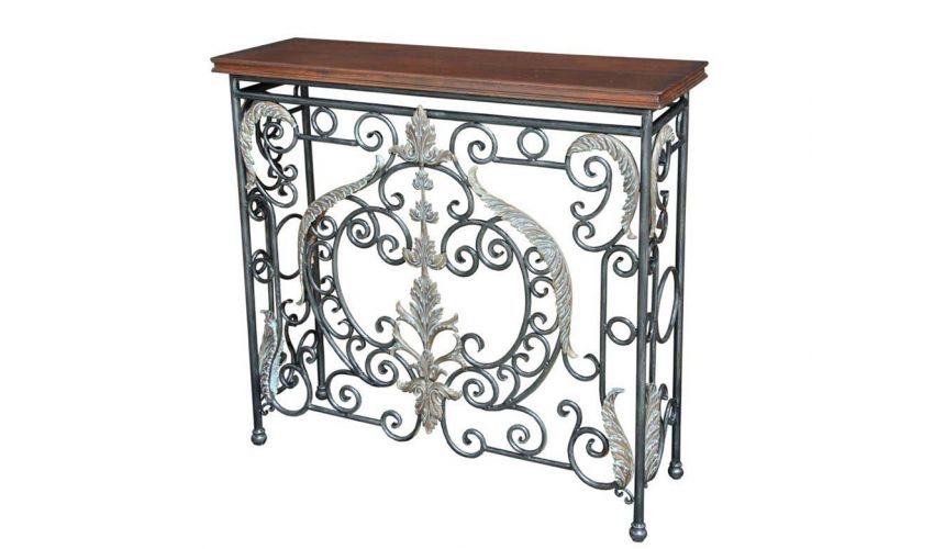 Console & Sofa Tables Console with Wrought Iron Brass Accents