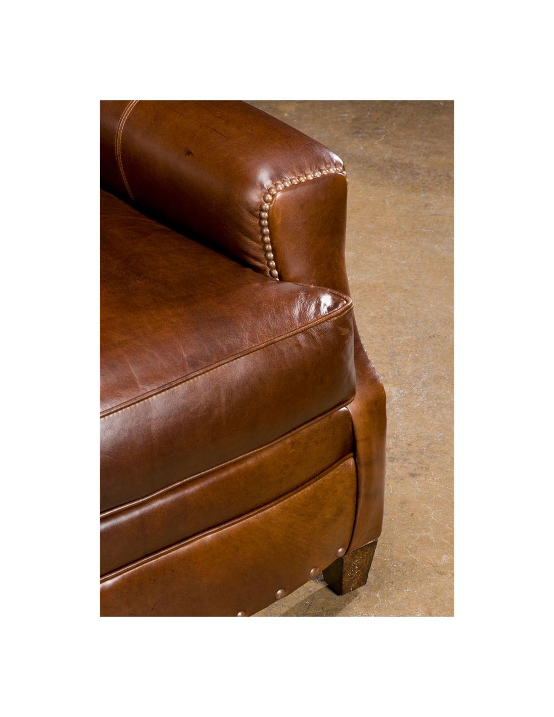 Leather patches chair and ottoman, embossed diamond pattern