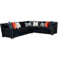 Luxury Leather & Upholstered Furniture Magical dark blue sectional. High end furnishings. 4556