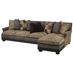 Luxury Leather & Upholstered Furniture Cool sofa with chaise lounge. High end furnishings. 556