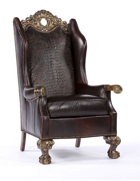 Croc Leather Carved Frame Chair