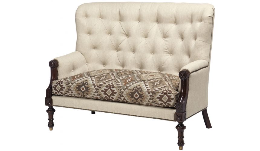 Luxury Leather & Upholstered Furniture Tufted Backrest Arm Chair