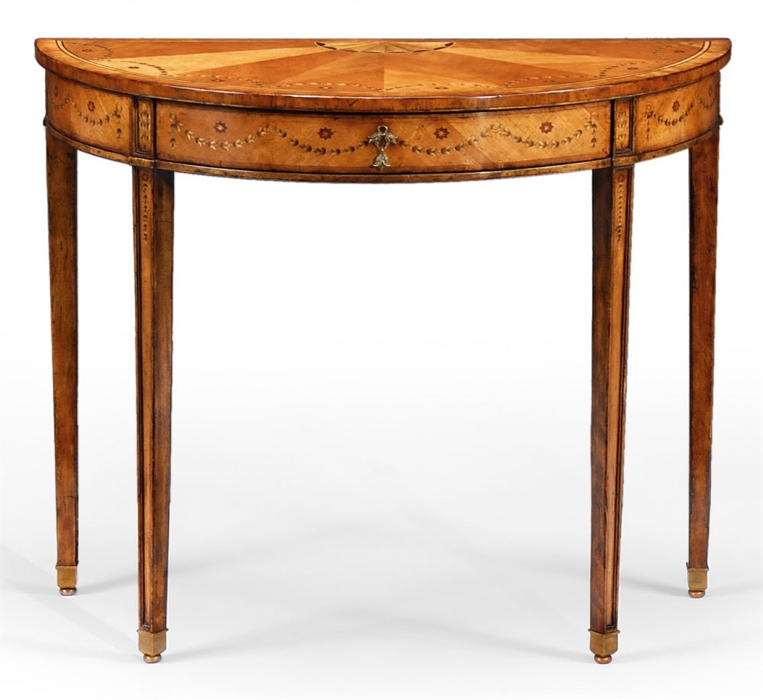 Console & Sofa Tables Demilune console parquetry inlay table