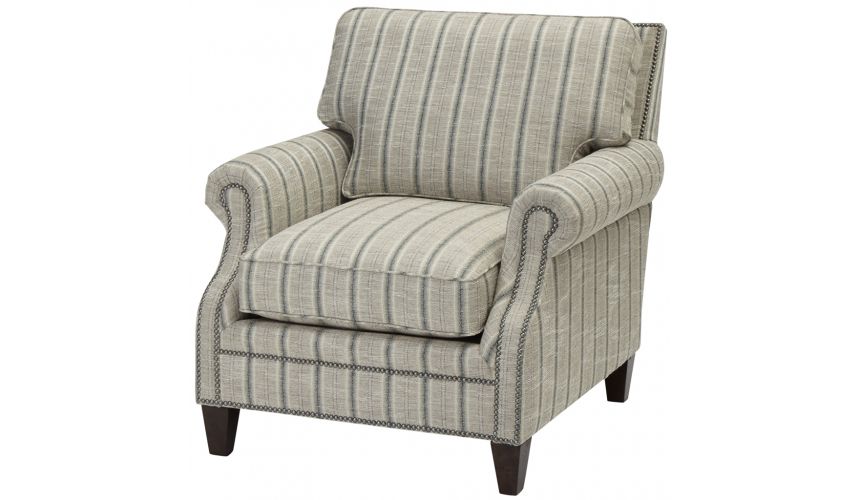 Luxury Leather & Upholstered Furniture Upholstered Arm Chair with Nail Head Trims