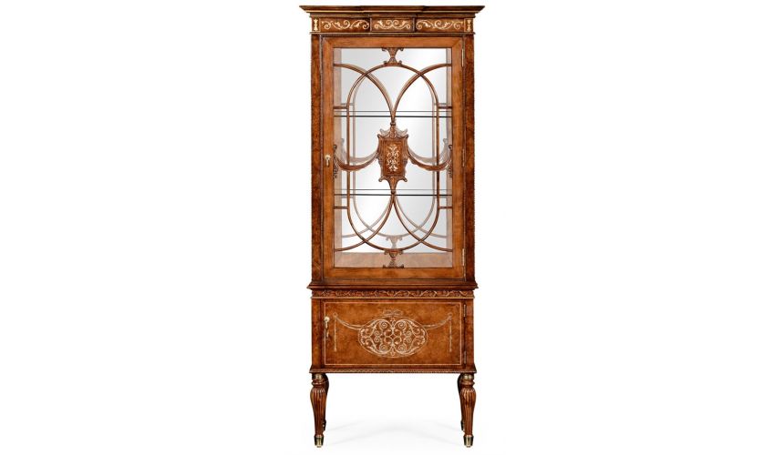 Breakfronts & China Cabinets Slender Display Cabinet in Rectangular Shape-22
