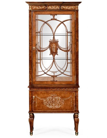 Breakfronts & China Cabinets Slender Display Cabinet in Rectangular Shape-22