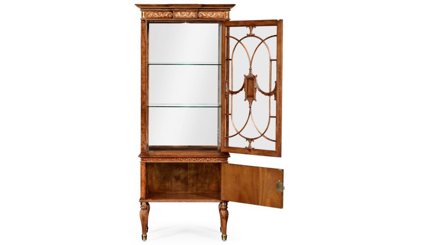 Breakfronts & China Cabinets Slender Display Cabinet in Rectangular Shape-22