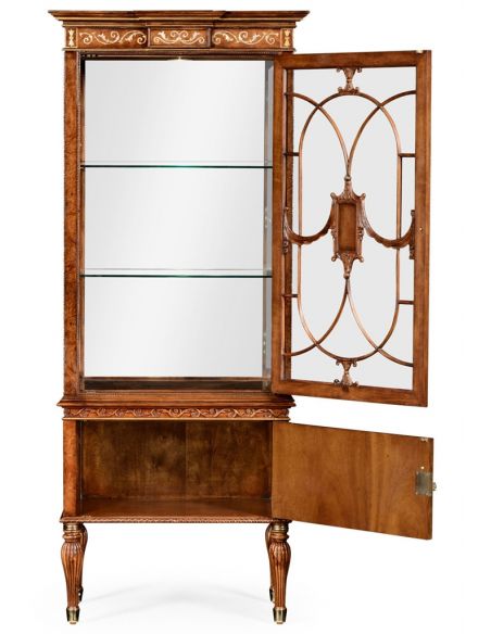 Breakfronts & China Cabinets Slender Display Cabinet in Rectangular Shape-22