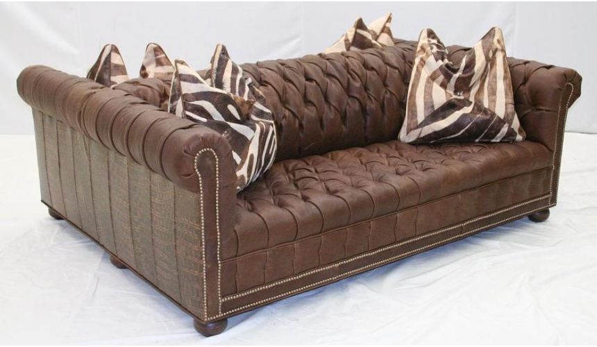 Double Sided Tufted Leather Sofa High, Leather Tufted Couch