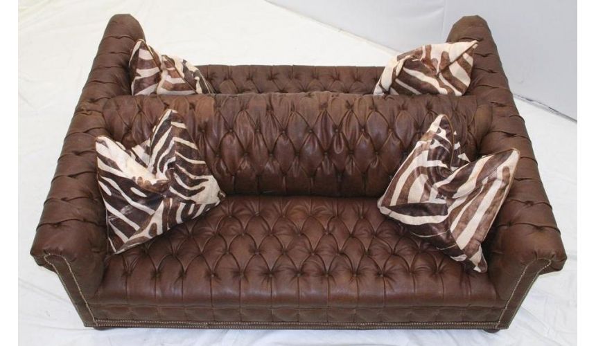 Double Sided Tufted Leather Sofa High, Leather Sofa And Loveseat
