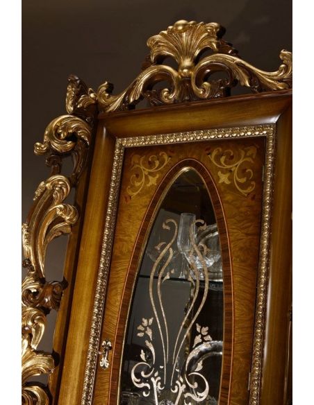 Breakfronts & China Cabinets Elegant Glass Cabinet Round Base