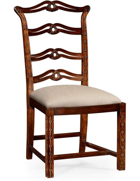 Mahogany Floral Ladder Back Dining Chair