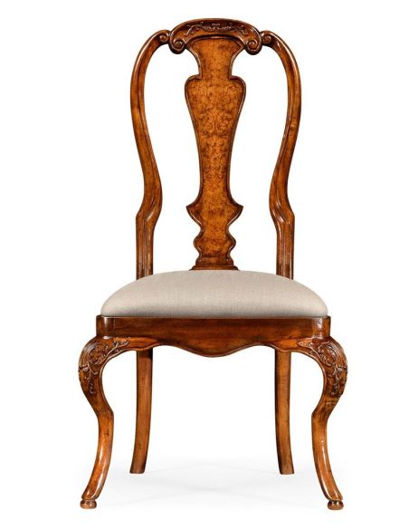 Dining Chairs Dutch Style Dining Side Chair with Floral Marquetry