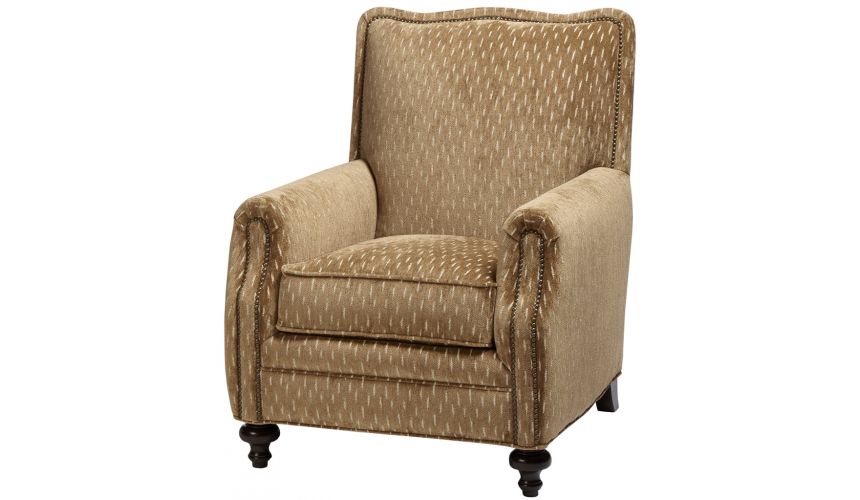 Luxury Leather & Upholstered Furniture Upholstered Arm Chair in Natural Tan