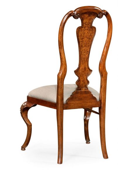 Dining Chairs Dutch Style Dining Side Chair with Floral Marquetry