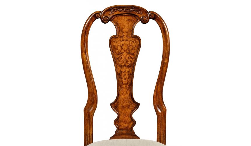 Dining Chairs Dutch Style Dining Side Chair with Floral Marquetry