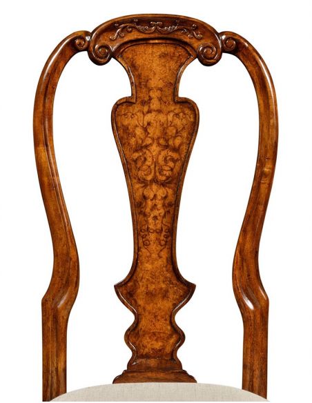 Dining Chairs Dutch Style Dining Side Chair with Floral Marquetry