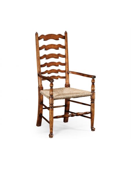 Country Ladder Back Dining Arm Chair